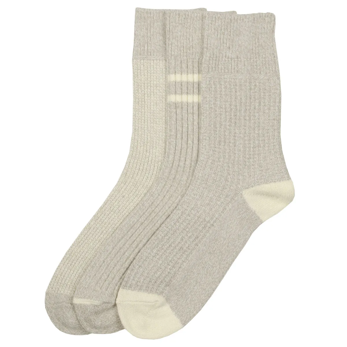 RoToTo - Recycled Cotton/Wool 3-Pack Socks - Gray / Off White