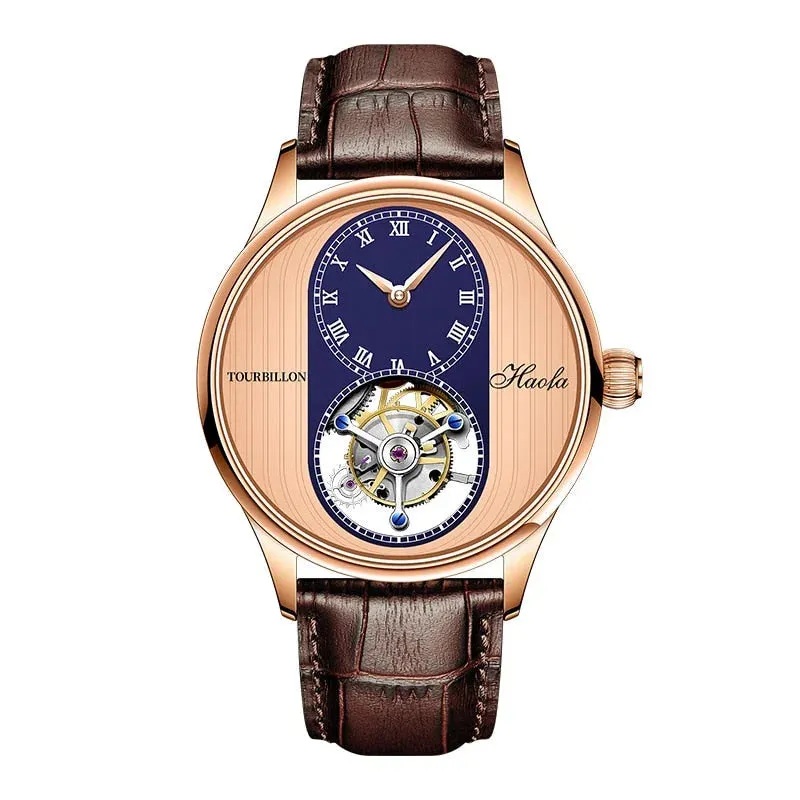 Sapphire Mechanical Hand Wind Stainless Steel Round Wristwatch for Men