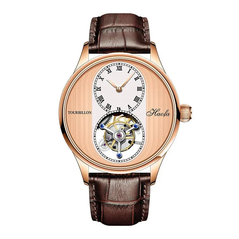 Sapphire Mechanical Hand Wind Stainless Steel Round Wristwatch for Men