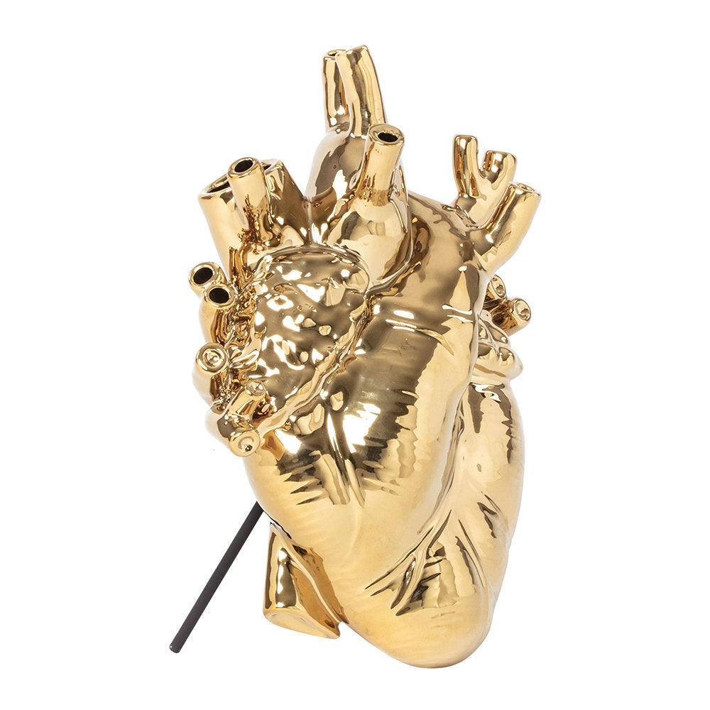 Seletti Love In Bloom Gold Heart Vase