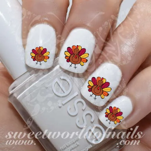 Thanksgiving Nail Art Turkey Nail Water Slides