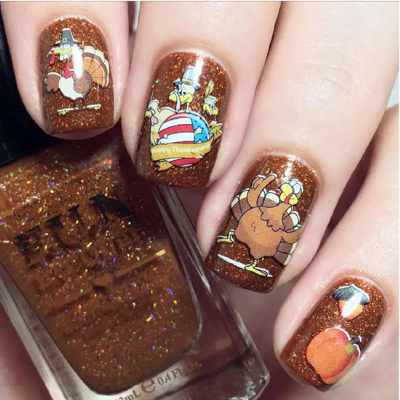 Thanksgiving Nails Turkey Acorn Nail Water Decals