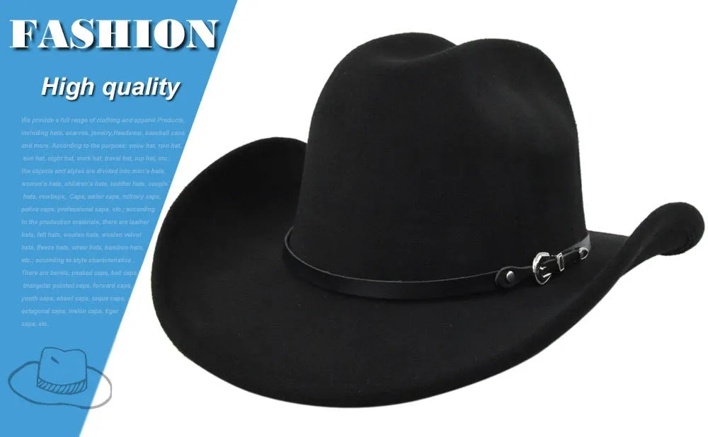 Unisex Winter Vintage Fashion Solid Wide Brim Cowboy Outdoor Hat