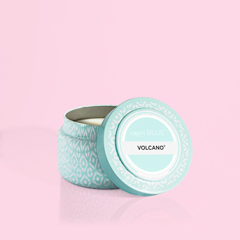 Volcano Aqua Signature Printed Travel Tin by Capri Blue