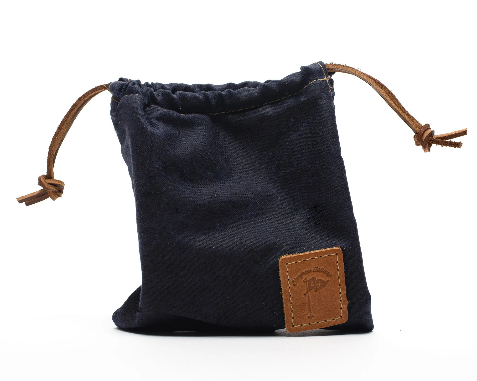 Waxed Canvas Golf Drawstring Valuables Pouch in Navy