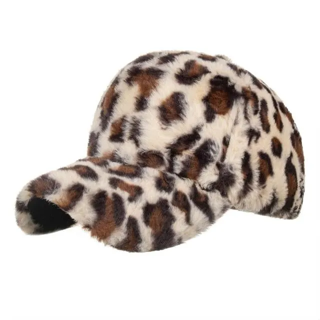 Winter Hip Hop Unisex Warm Leopard Snapback Trucker Outdoor Baseball Cap